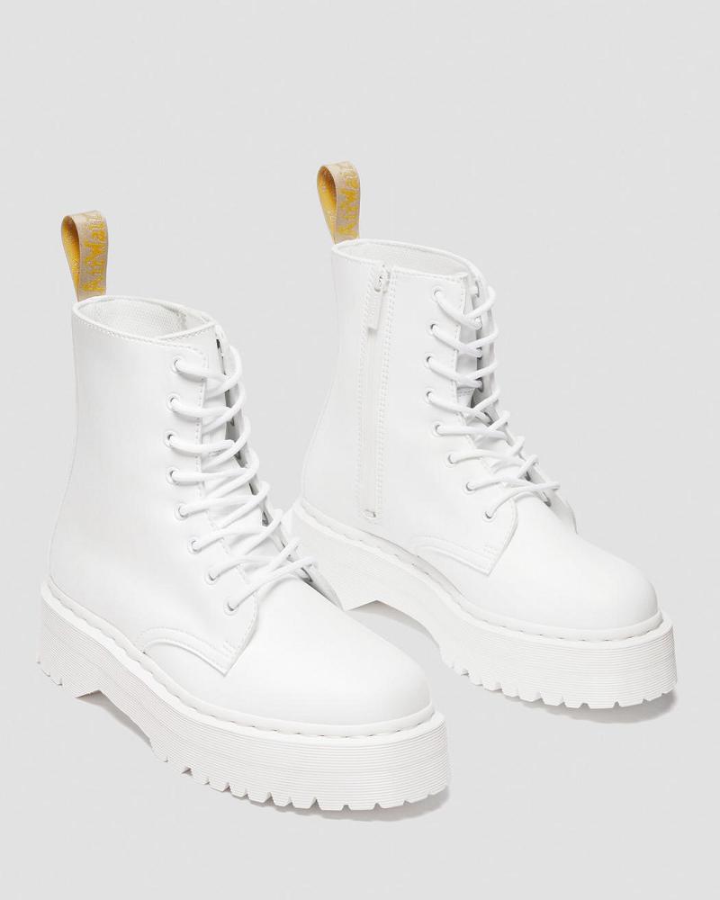 White Men's Dr Martens Vegan Jadon II Kemble Mono Platform Boots | CA 567KOR